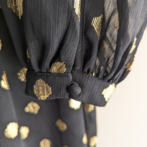 H&M Gold Dot Puff Sleeve A-Line Chiffon Dress - Picture 9 of 12